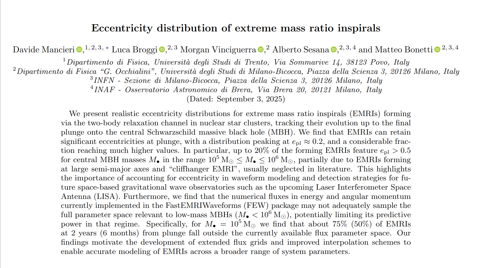 Eccentricity distribution of extreme mass ratio inspirals